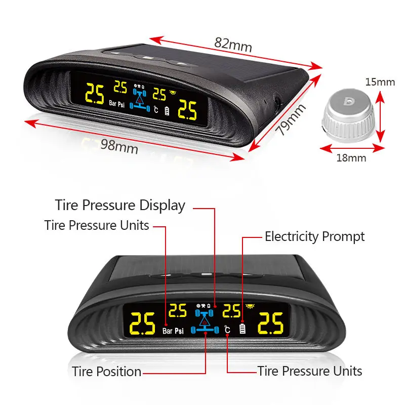 spy Auto Sensors Tire Pressure Sensor Tire Gauge 2023 Universal Smart Tpms