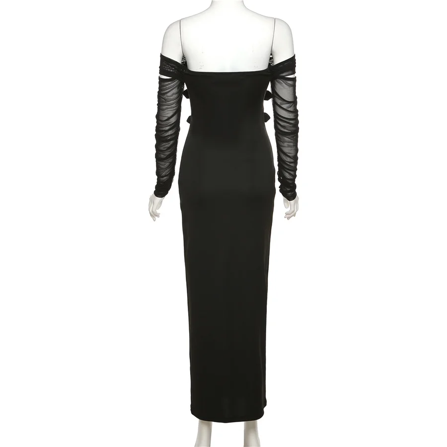 Kliou K22d23677 New Solid Long Sleeve Neckless Slim Long Classic Dress ...