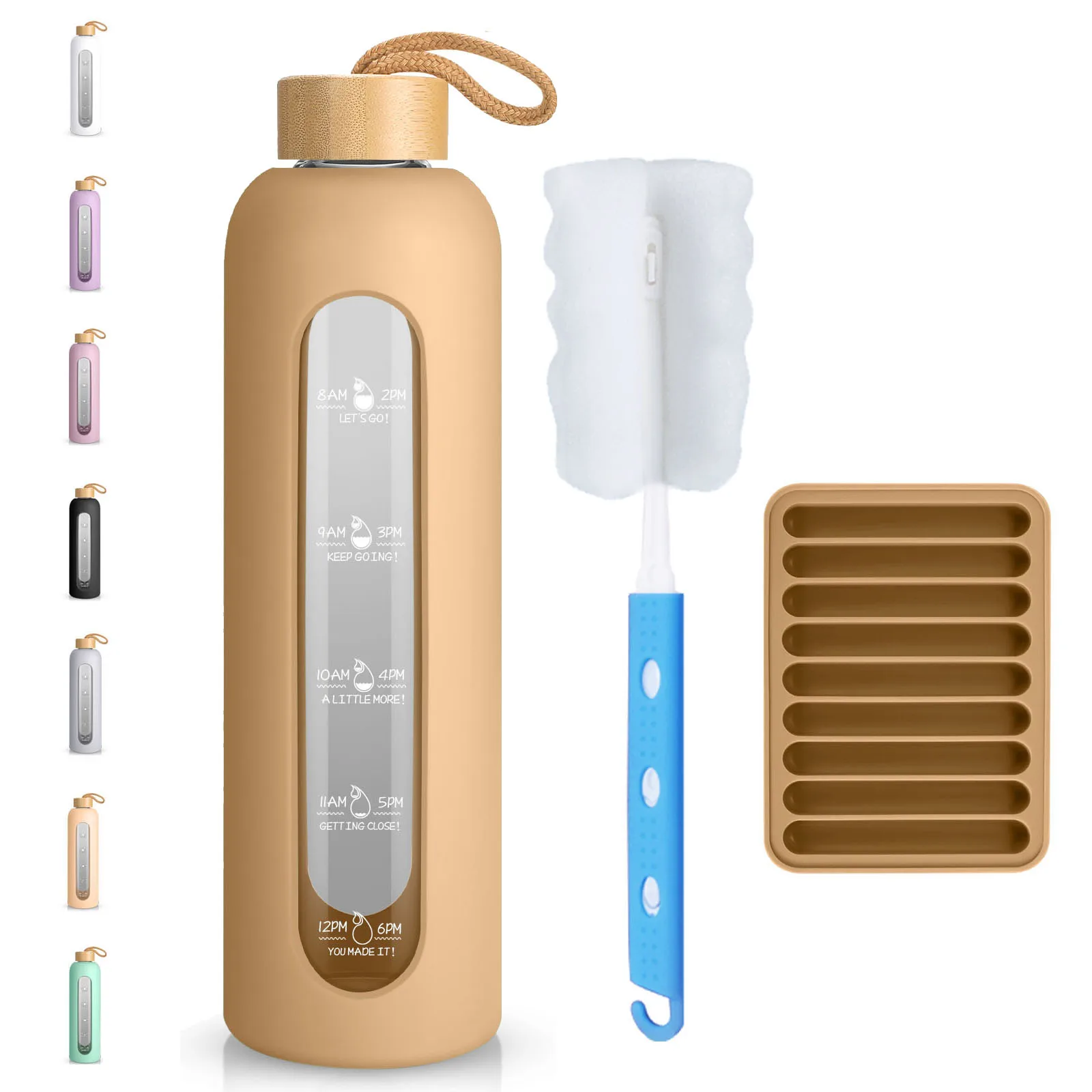 2023 Borosilicate Filter Glass Water Bottle With Silicone Sleeve 1000ml