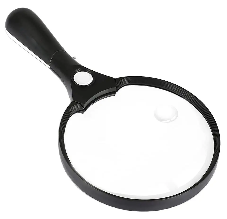 2x 4x 25x Zoom Magnifying Glass Lens 5.5 Inch Large Magnifier With 3