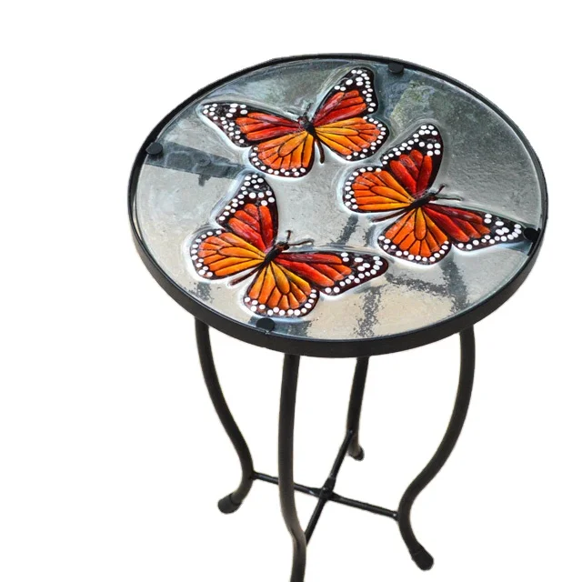 Peacock Folding Garden Round Coffee Accent Glass Table - Buy Dining ...