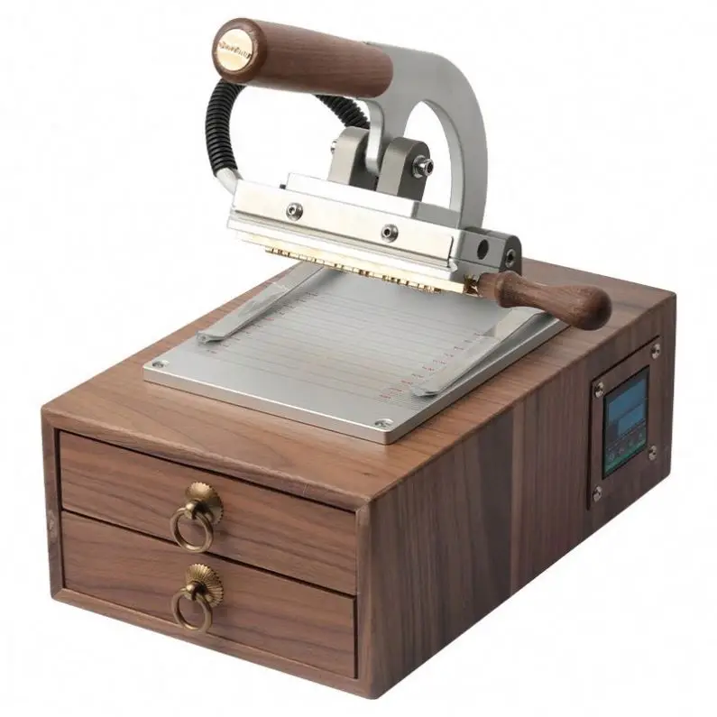 TEBAK Automatic Clothing Leather Tags Label Embossing Cutting Machine Hot Press Leather Stamping Machine Ironing Equipment