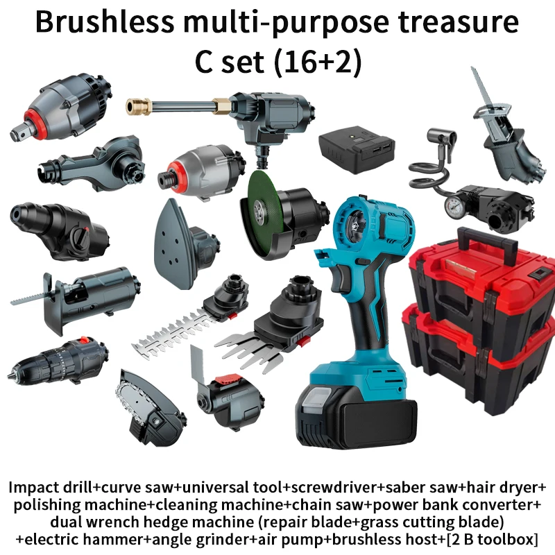 18 in 1 Electric Impact Drill Set - Cordless Power Tool Set with Drill ...