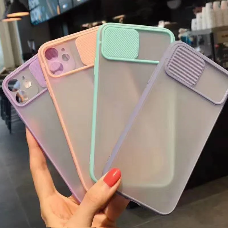 Sliding Camera Protect Frosted Matte PC Phone Case for Iphone 15