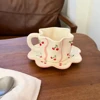 Beige-Cherry Ribbon 250ml cup with 15cm saucer