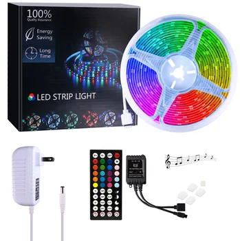Led Strip Lighting Full Kit 5M 10M 5050 RGB LED Strip Light + Power Adapter + 44 Key Music Remote Controller