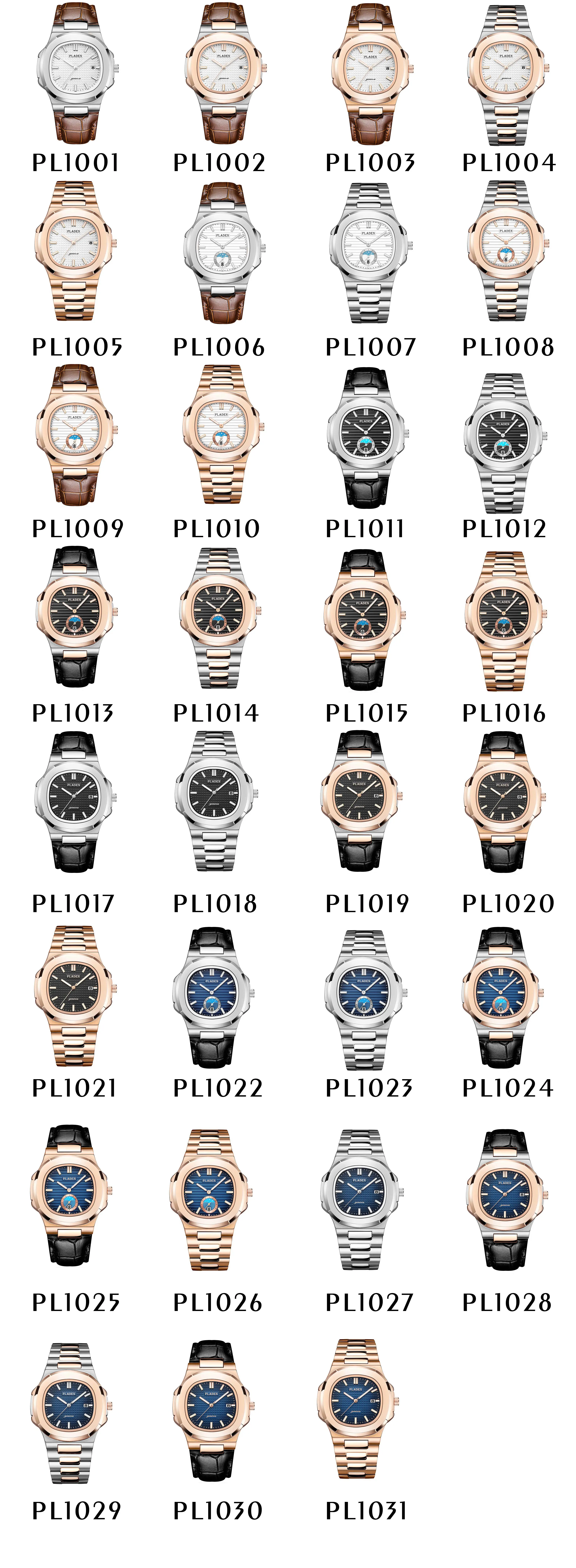 High End Men PLADEN Analog Quartz Wristwatch Elegance Watches Stainless Steel Relojes Hombre China Case OEM