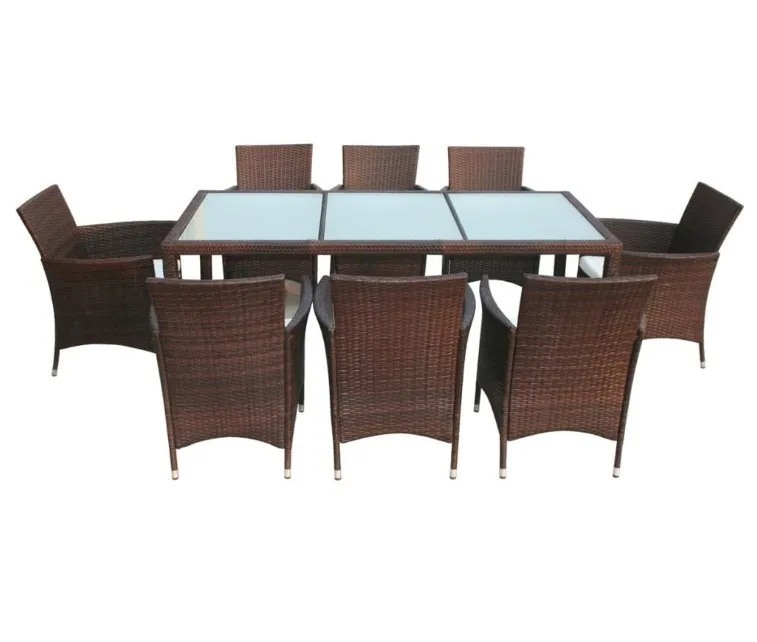 Outdoor Wicker Patio Rattan Cube Garden 11 Piece Dining Set and Chairs Cube Table Set
