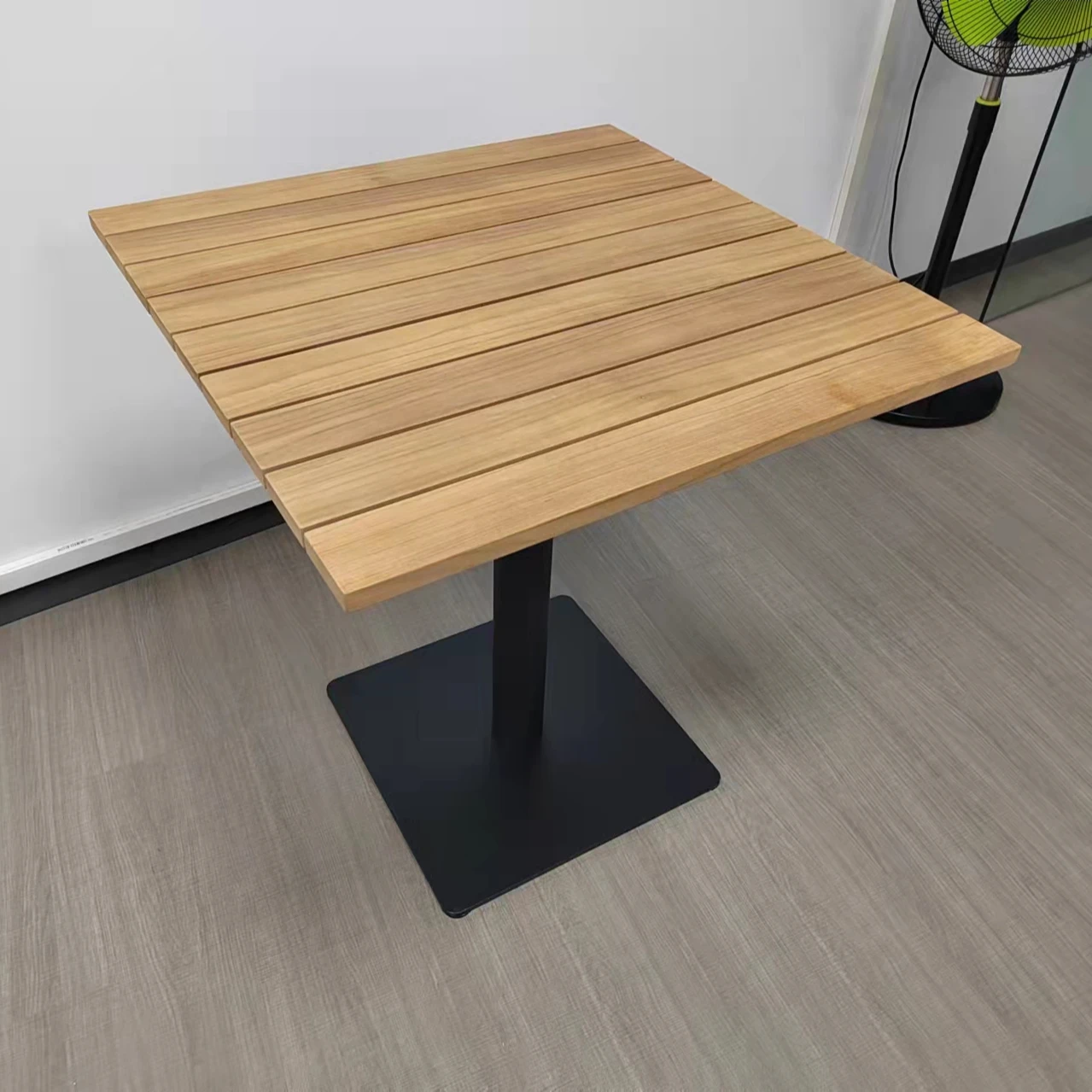 Restaurant Outdoor Teak Slat Square Table Natural Wood Round Dining Table Top