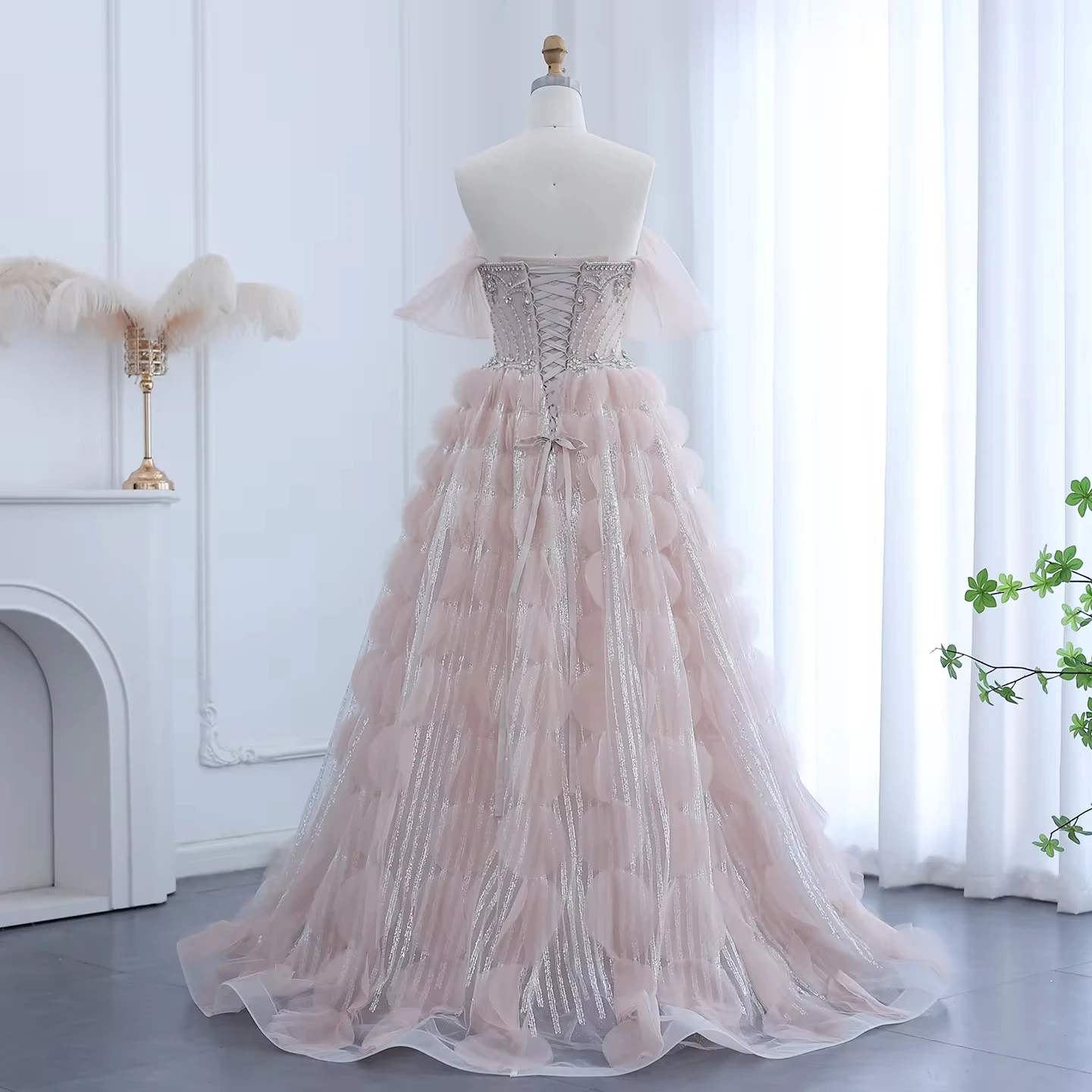 Luxury Crystal Princess Ball Gown Blush Pink Ruffles Evening Dress for Women  Wedding Party Dress Sz533| Alibaba.com