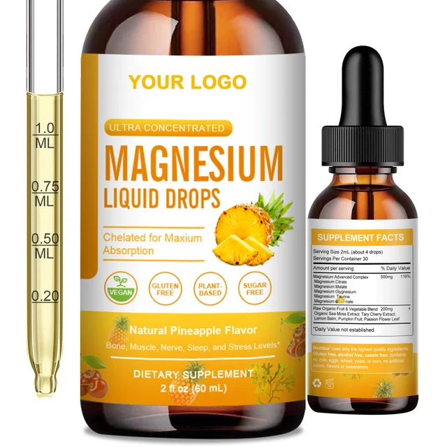 Private Label OEM Immune Health 60ml Magnesium Advanced Complex Liquid Drops for Muscle and Nerve