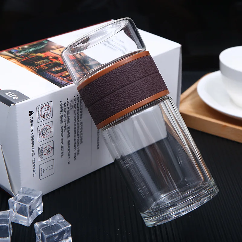 Amazon 8oz Double Layer Glass Tea Infuser Travel Mug for Loose Leaf Tea &  Fruits - Perfect for Home, Office, and Outdoor Use