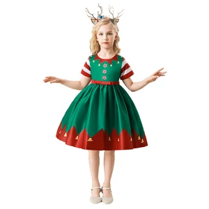 MQATZ New Style Snowflake Children Dress Girls Fashion Cartoons Print Princess Dresses Christmas Costumes