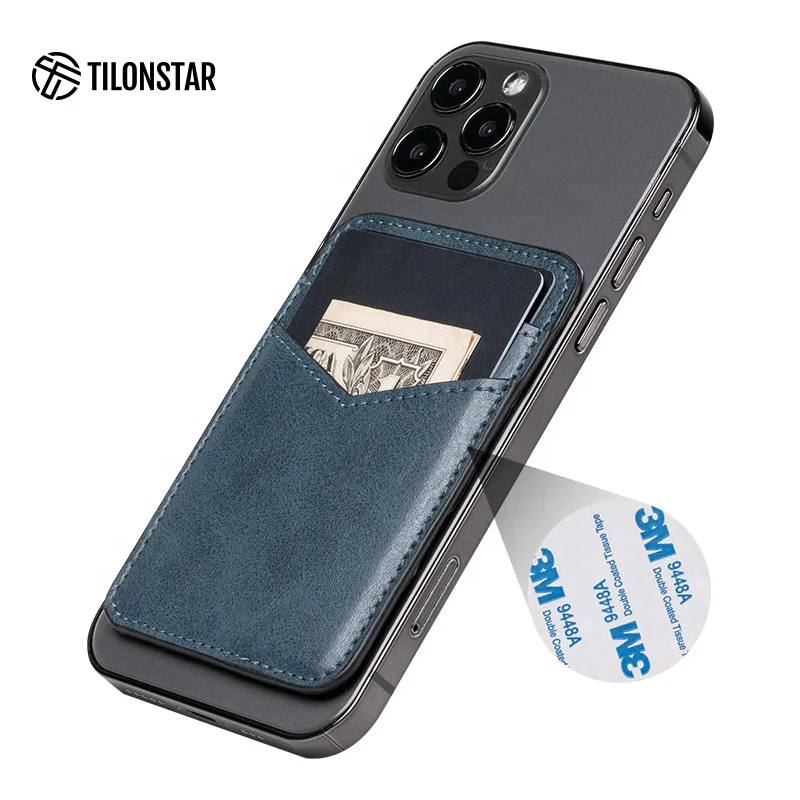 Guangzhou Bulk Cheap Custom Genuine Leather Mobile Phone Card Holder Stick on Wallets Cell Phone Wallet