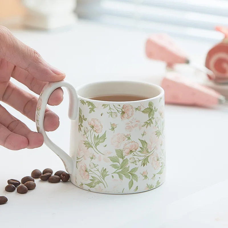 product light luxury creative flower coffee cup plate set vintage ceramic cup gift-5