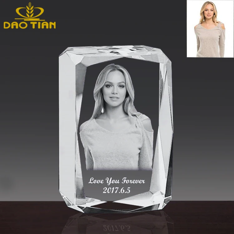 Personalized Crystal Cube 2d/3d Laser Led Crystal Cube Photo Frame For