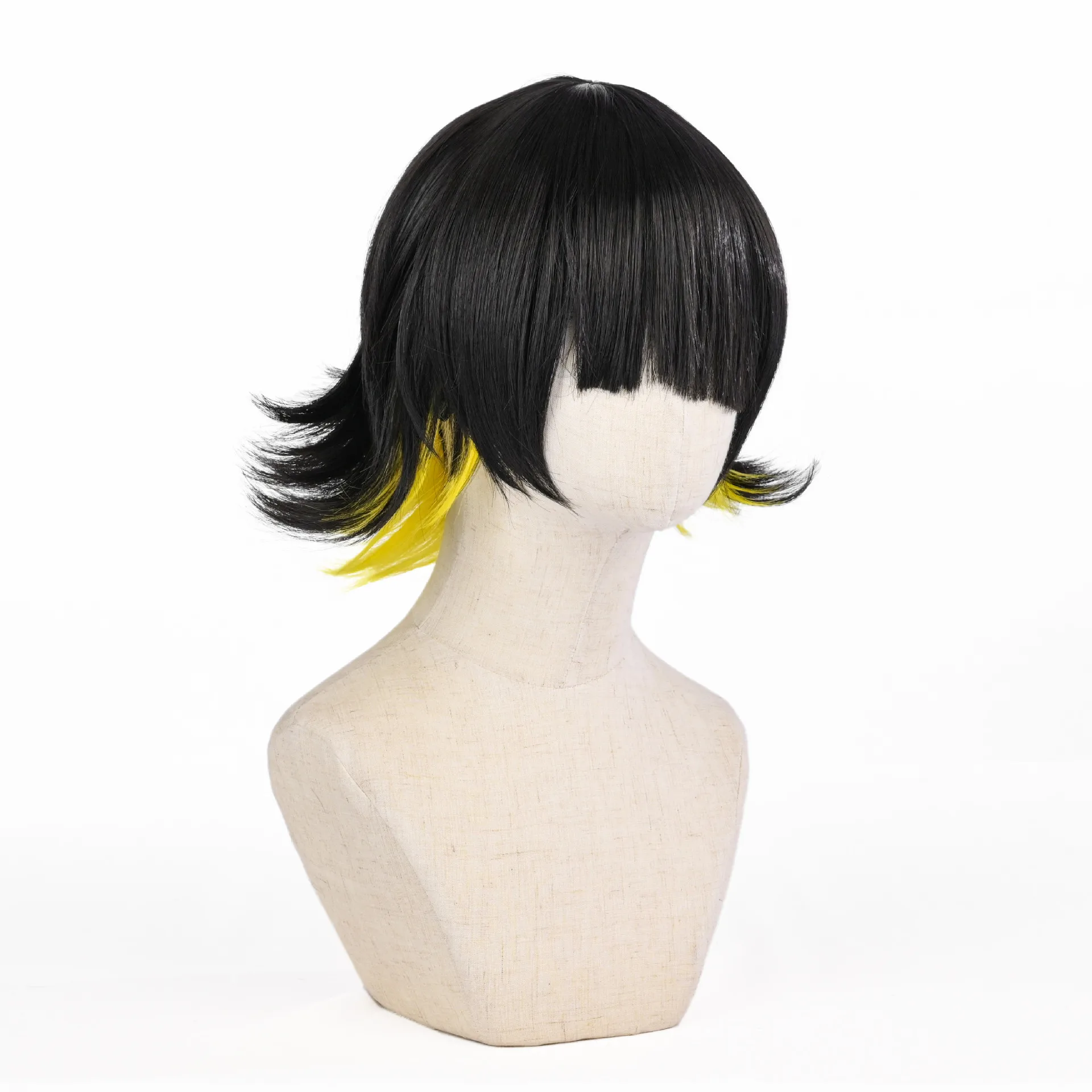 Cosplay Synthetic Party Heat Resistant Hair Wig Wholesale 14'' Short Black Yellow Mixed Blue Lock Anime Bachira Meguru Wig