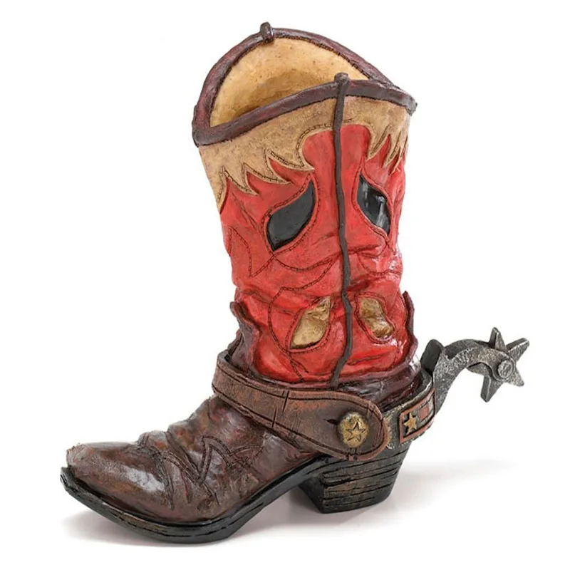 Funny Custom Resin Cowboy Boot Planter Werstern Cowboy Boots Flower Plant Pots Home bar Wall Decor Dried Flower Arrangement