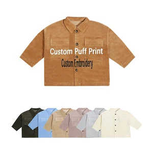 Good Quality Wholesale Kids Clothes Solid Color Autumn Button Deign Children Girls Clothes Tops With Daily