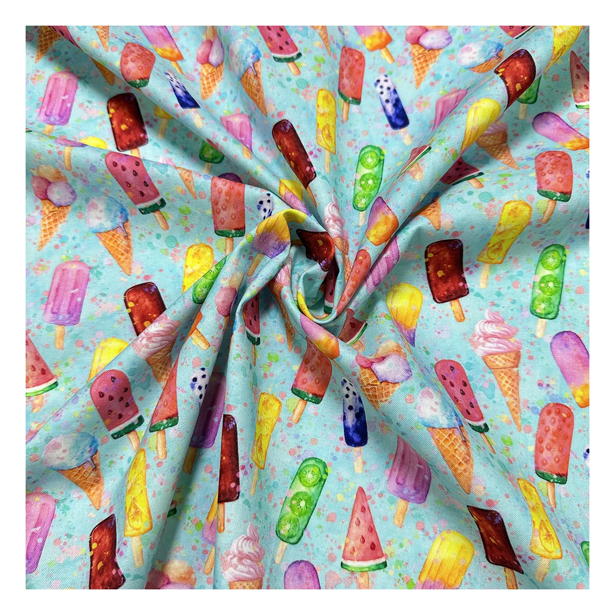 The Factory Outlet Colorful Ice Cream Design Digital Printing Textile Fabrics 100% Cotton Woven Poplin Fabric for Clothing