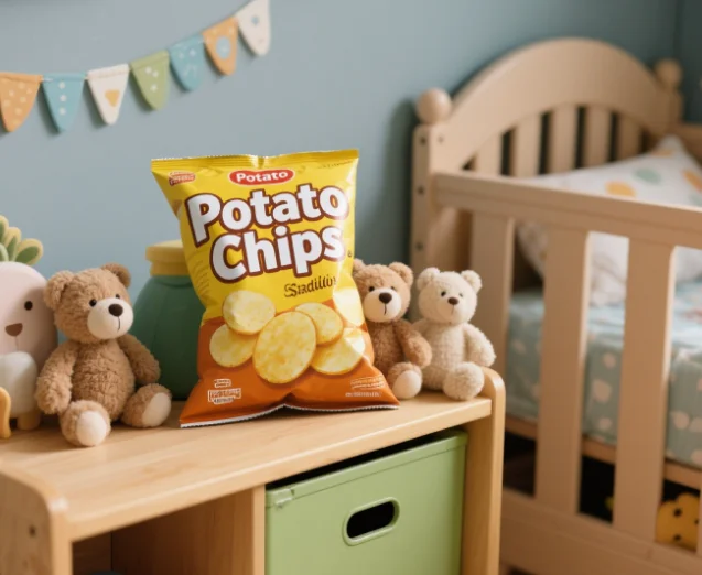 Customized Printing Plastic Heat sealed Food Plastic Upright Bag Snack Packaging Potato Chip Bag