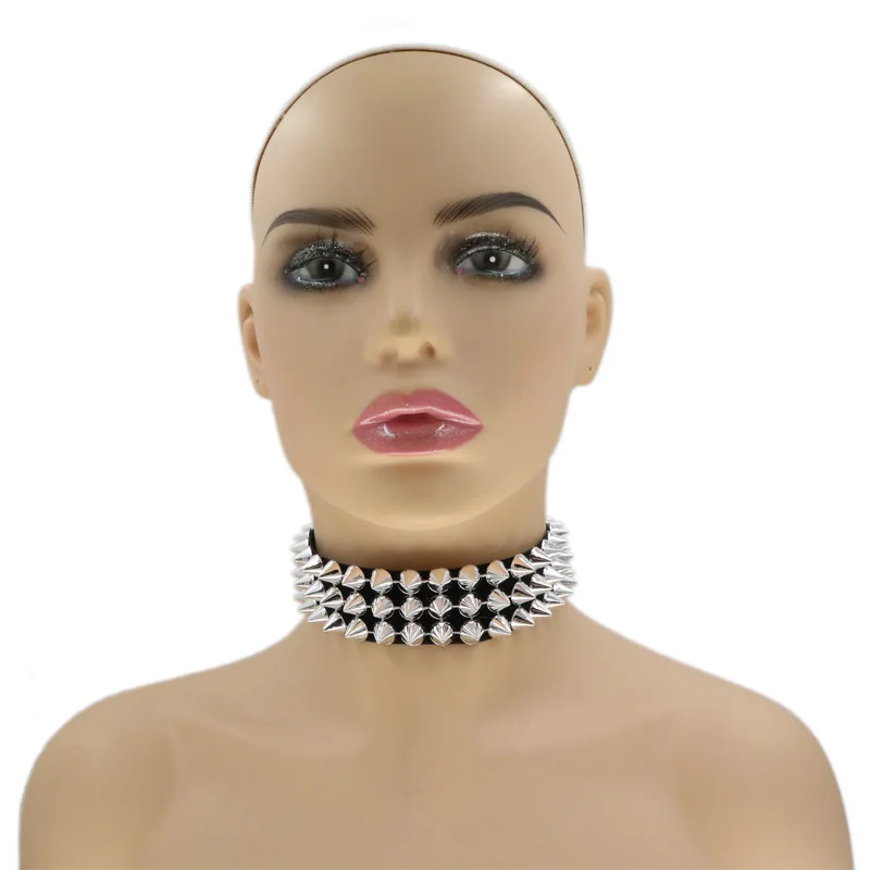 Unique Design Spikes Rivets Punk Choker 