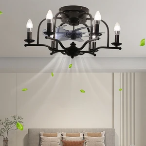 Modern Creative Low Floor Motor Ceiling Lamp with Remote Control Simple Quiet Ceiling Fan with LED Lights Home Decor