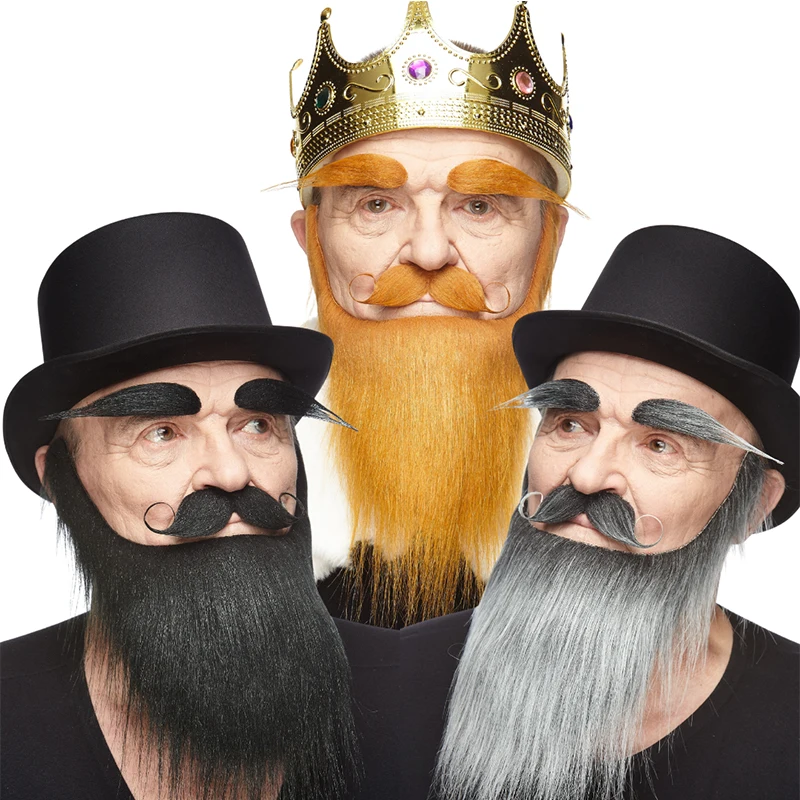 4 Barbe Finte Per Feste - Baffi Finti Divertenti Per Halloween E Costumi, Con Elastico Comodo - Foto 6