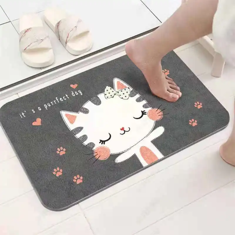 100% Polyester Microfiber Non Slip Waterproof OEM Customised Super Absorbent Cartoon Bathroom Rugs Living Room Mat factory