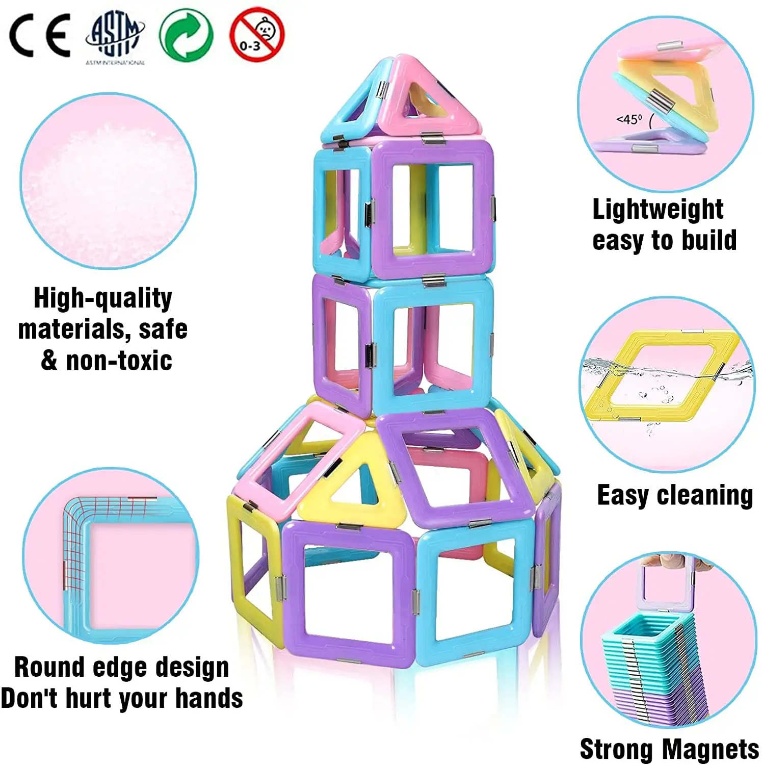 Boys Girls Upgrade Macaron Castle Magnetic Blocks Building Set for Toddlers good 315