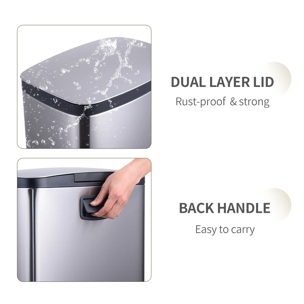 50L Steel Foot Pedal Trash Can - Eco-Friendly & Durable