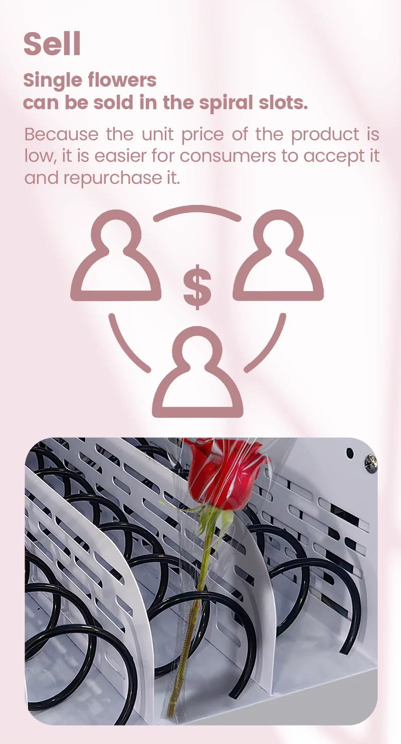 Refrigerated Big Capacity Vending Machine For Pot Plants Rose Fresh