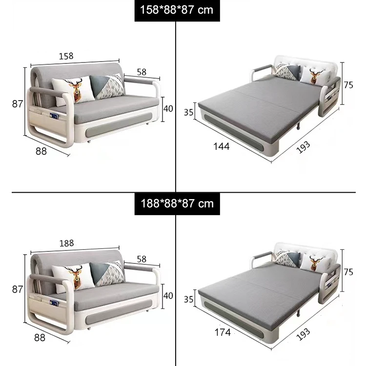 Modern Multifunction Wooden Folding Sofa Cum Bed Folding Living Room
