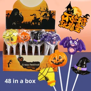 Wholesale Halloween Spooky Candy Lollipop Box Creative Green Goblin Ghost Pumpkin High-Value Hard Texture Bulk Bag Gift