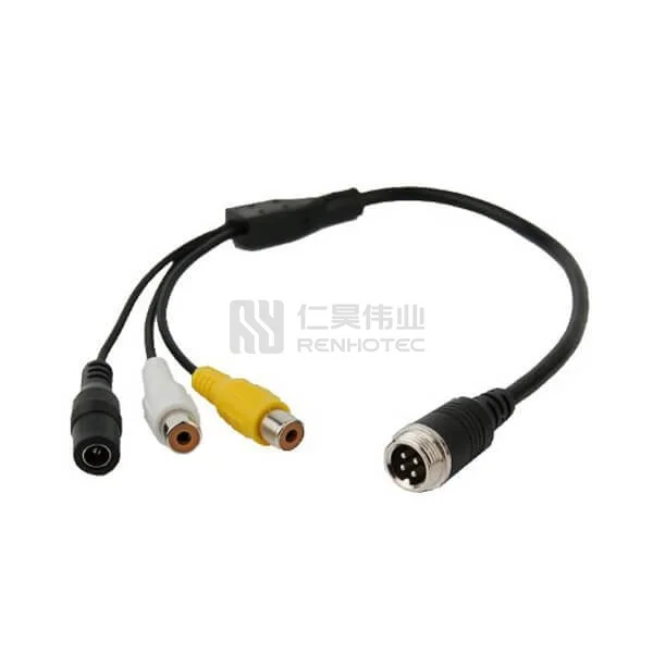 GX12 4P航空コネクタ BNC DCケーブル 20M PVCジャケット IP68対応
