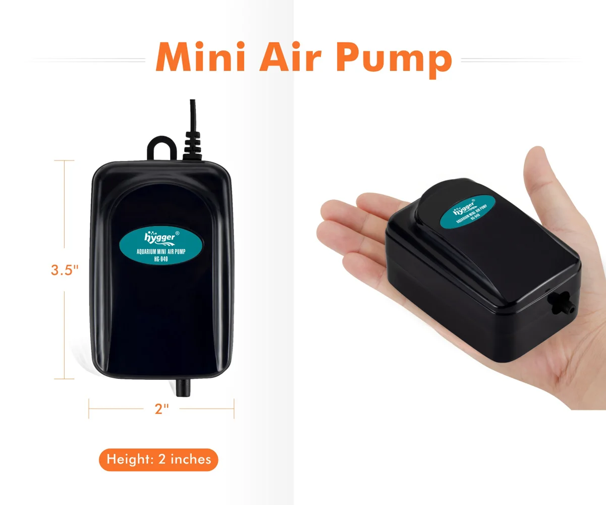 Pompa Ad Aria Per Acquario Hygger - Mini Ossigenatore Silenzioso Regolabile Per Vasche Fino A 75 Litri - Foto 10