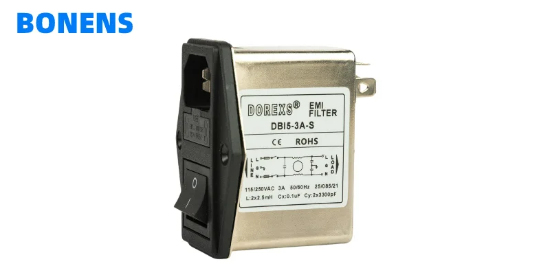 DBI5-S EMI Filter With Dual Fuse And Switch IEC Socket Power Filter 1A-10A