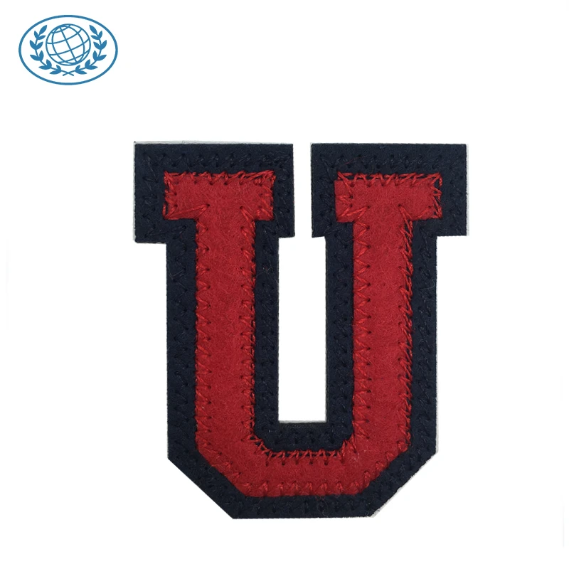 Custom Numbers Alphabet Letters C Varsity Applique Felt Embroidery Patch Stripes DIY Clothing Accessory Iron on Backing