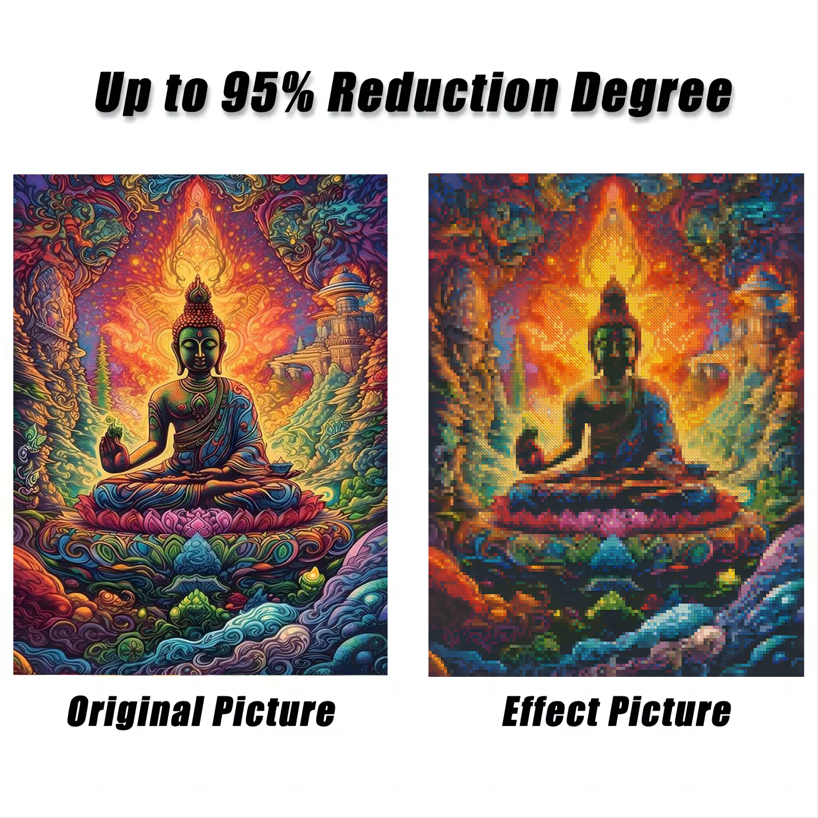 RICUVED 5D Diamond Painting Bouddha, Diamond Painting Kit complet, Bouddha Adultes DIY Cristal Peinture diamant pour décoration murale 30 x 40 cm