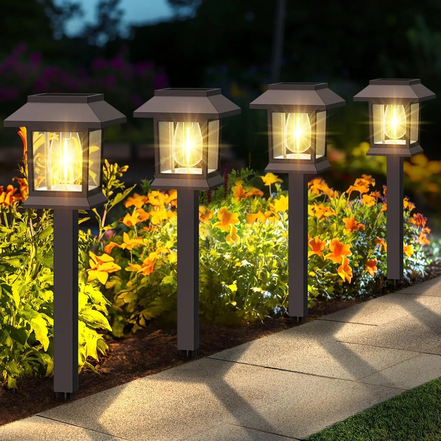 12 قطعة مصابيح مسار LED تعمل بالطاقة الشمسية مضادة للماء بتصنيف IP65، مُحسّنة، للديكور الخارجي في الممرات والحديقة والمشي في الفناء والمرج