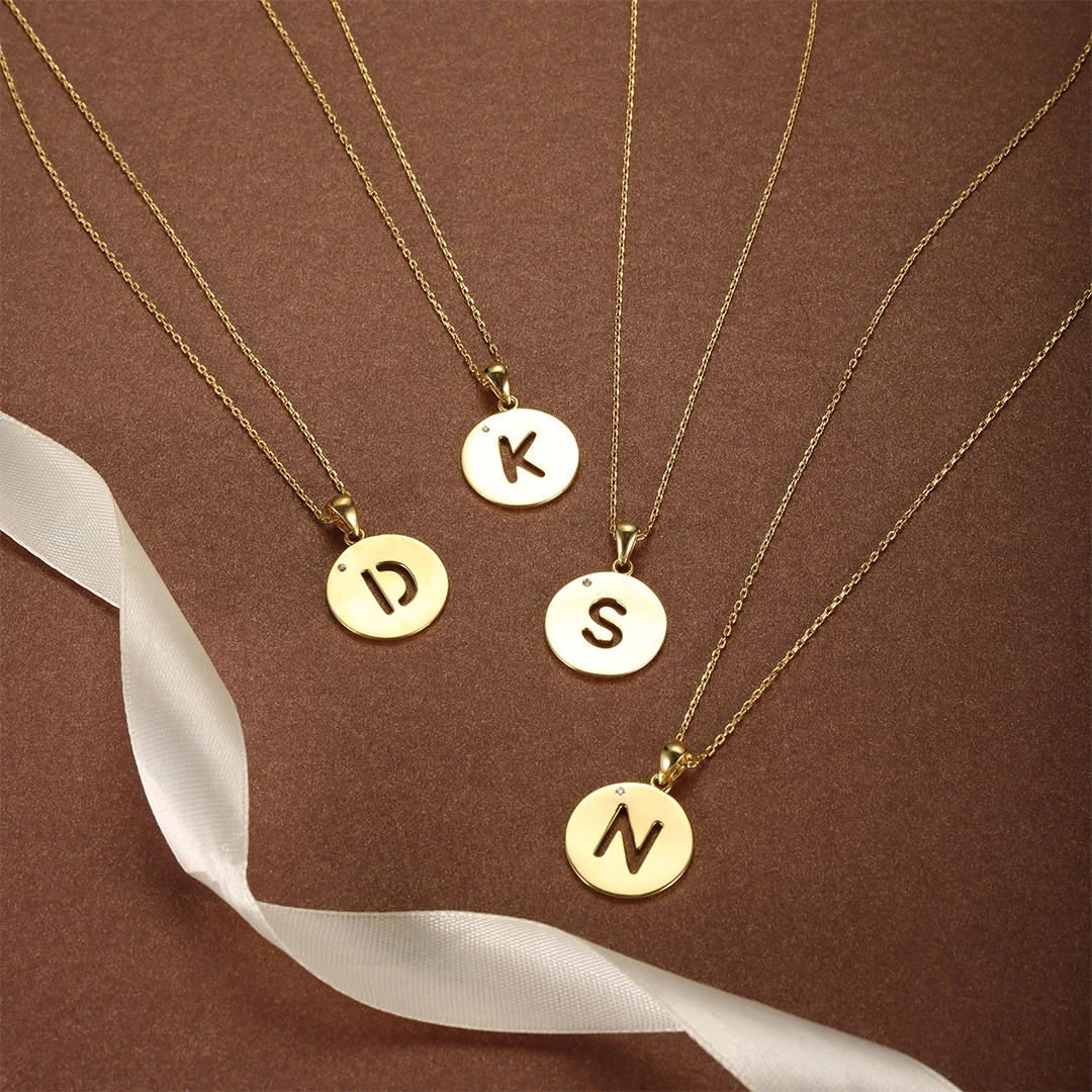 Solid color hollow letter chain necklace Custom letter name pendant Gold chain pendant Any size