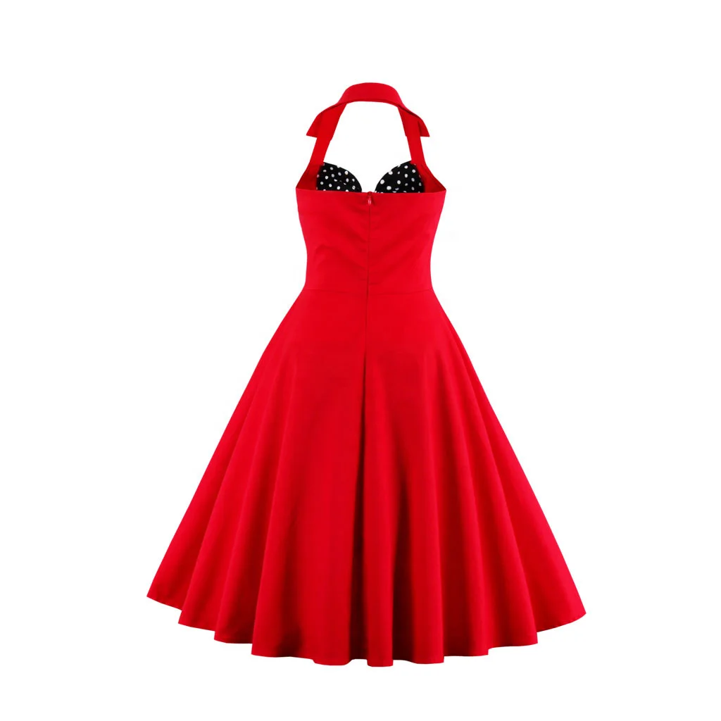 Новое платье для девочек, женские платья в ретро стиле рокабилли кинозвезды Хепберн с лямкой на шее свободное вечернее платье для вечеринки