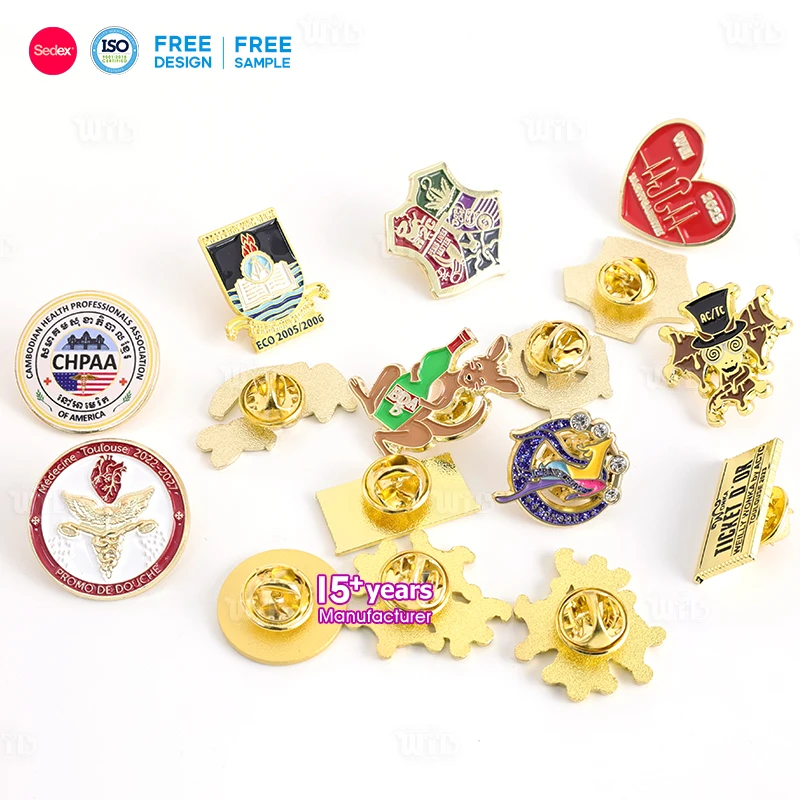Custom Gold Plating Enamel Pins Glitter Trendy Hard Soft Bulk Enamel Brooch Design Your Own Anime Cartoon Funny Lapel Pin Badges