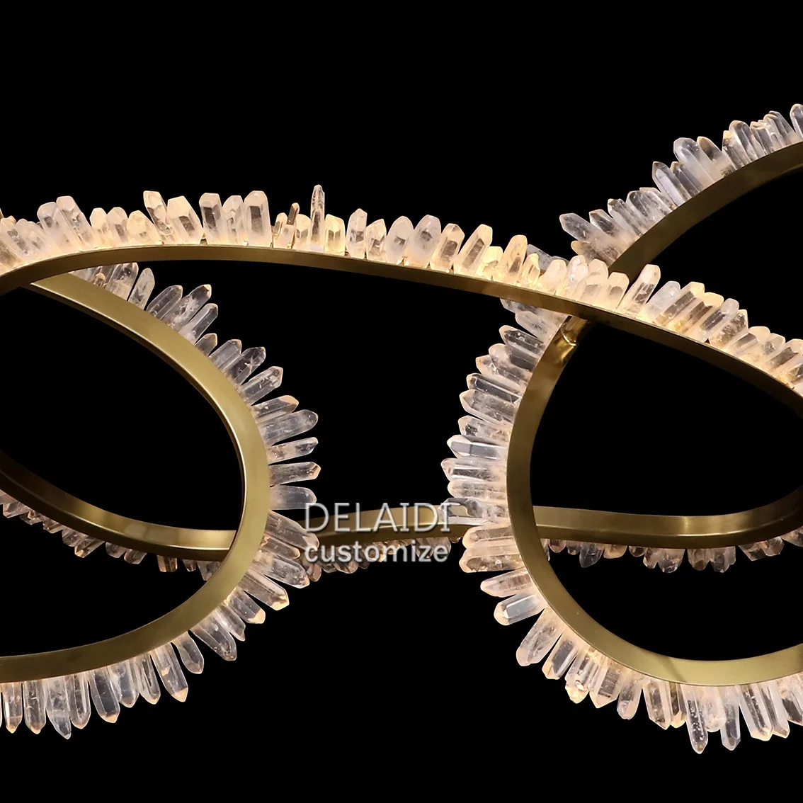 Латунные светильники и освещение для гостиной Современная подвеска дизайнерская люстра из натуральных камней 5 хрустальных колец