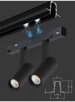 高品質DC48V LED磁気トラックスポットライト調光調整可能CCTカスタム
