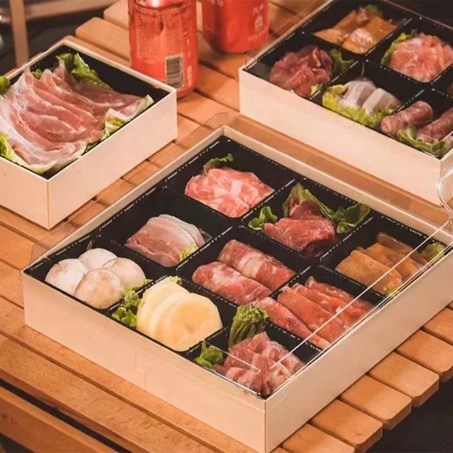 Bamboo Food Packaging Wooden Sushi Box Nut Platter Restaurant Serving Plate Custom Wooden Tray Breakfast
