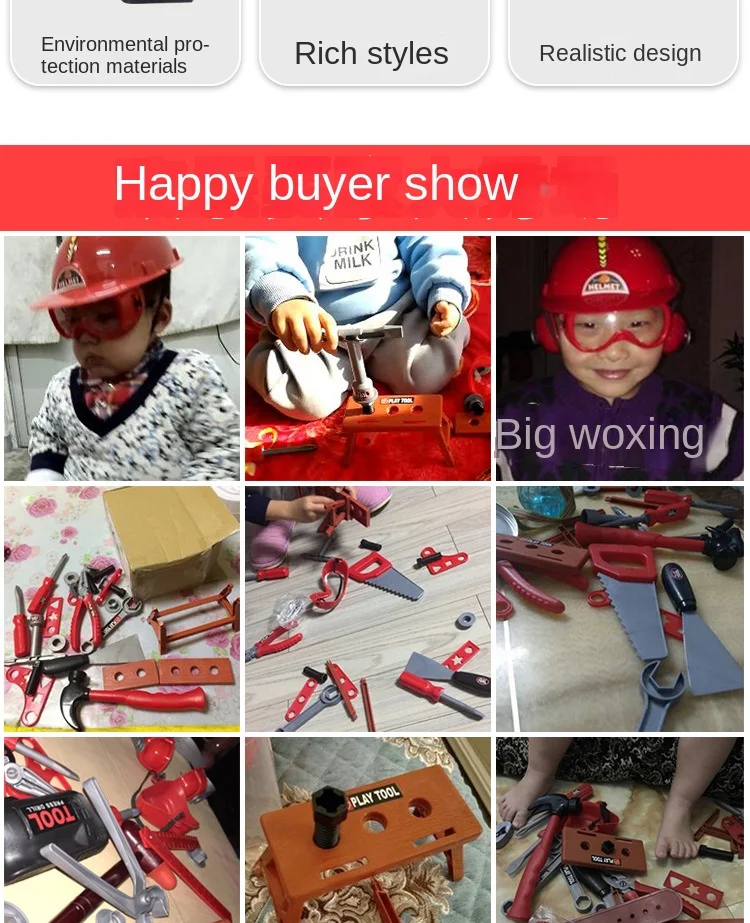 Children Portable Deluxe Plastic Toddler Boy Pretend Play Engineering Tool Box Chainsaw Toy Set