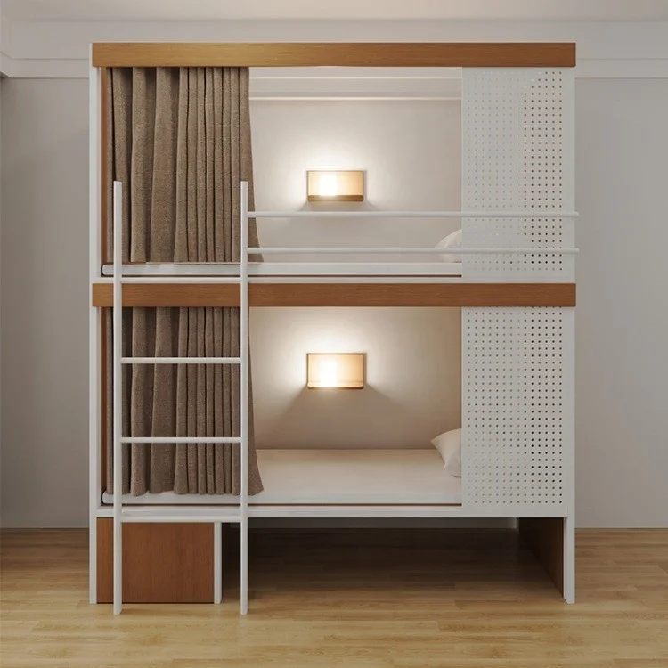 Custom Free 3D Design Service School Dormitory Bunk Bed Steel Frame Small Apartment Bunk Double Bed for Bedroom