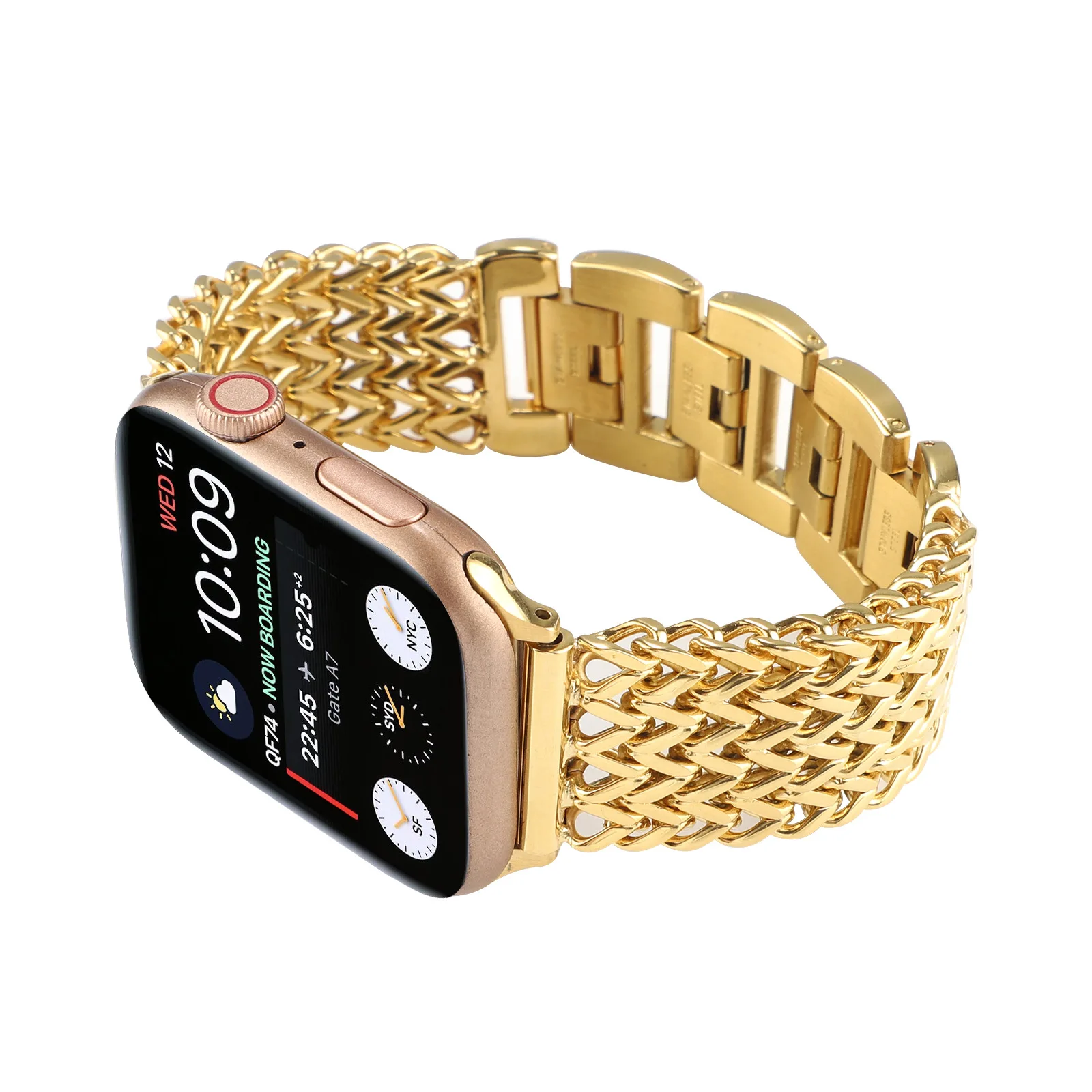 Gold Chain Stainless Steel Apple Watch Band Luxury Link Bracelet