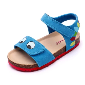 New Summer Buckles Girls' Printed PU Upper Soft Sole Beach Sandals Breathable Flat Sandals for Kids